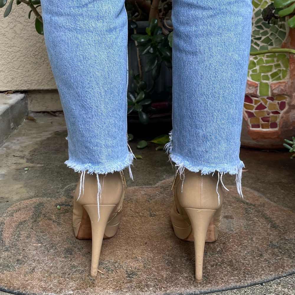 Dark cream/gold Christian Dior all leather booties - Picture 10 of 16